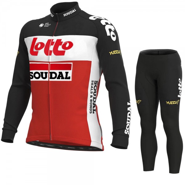 2021 Lotto Soudal Pro Team Fietskleding Fietsshirt Lange Mouw+Lange Fietsbroek Bib 891