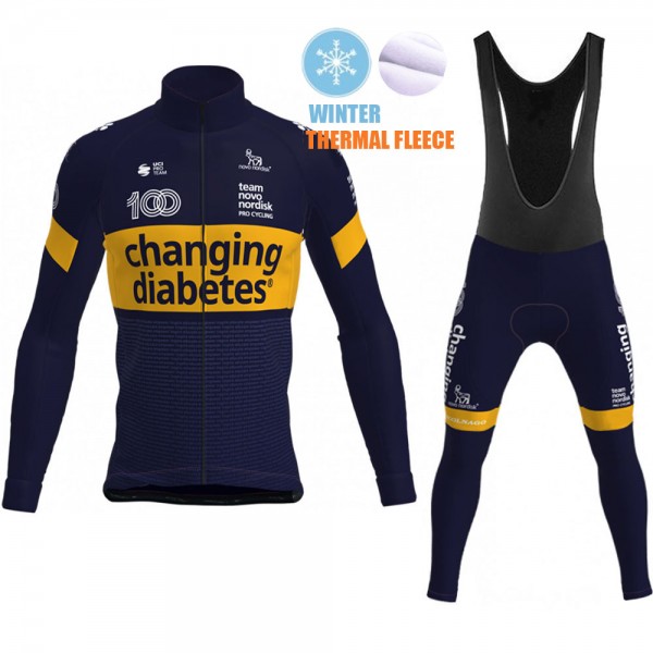 2021 Winter Fleece novo nordisk Pro Team Fietskleding Fietsshirt Lange Mouw+Lange Fietsbroek Bib 904