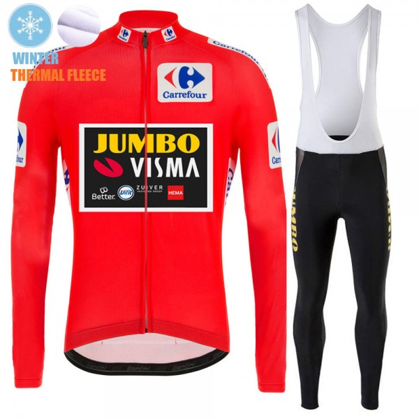 2021 Winter Fleece Jumvo Visma Spanish Pro Team Fietskleding Fietsshirt Lange Mouw+Lange Fietsbroek Bib 878