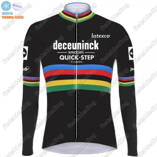 Winter Thermal Fleece Deceuninck quick step 2021 UCI World Champion Fietsshirt Lange Mouw 2021032