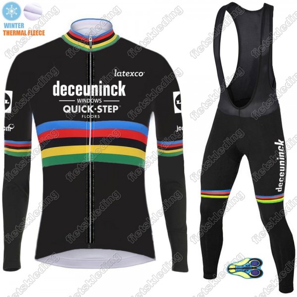 Winter Thermal Fleece Deceuninck quick step 2021 UCI World Champion Wielerkleding Set Fietsshirts Lange Mouw+Lange Fietsrbroek 2021037