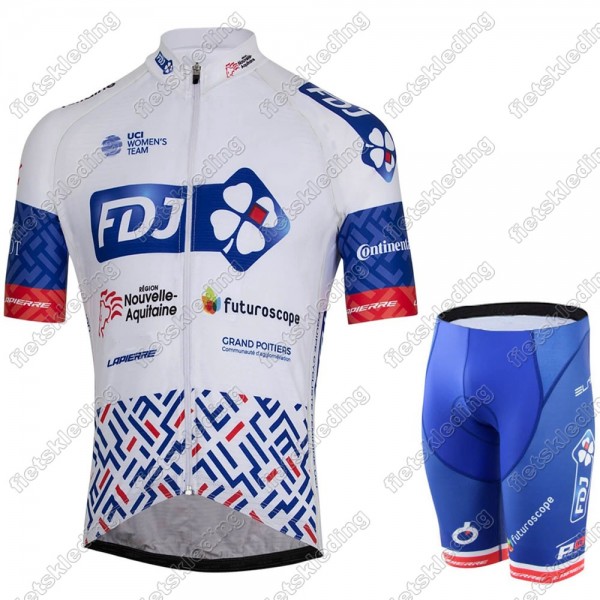 FDJ 2021 Wielerkleding Set Fietsshirts Korte Mouw+Korte Wielerbroek Bib 2021408