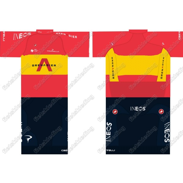 Team INEOS Grenadier 2021 UCI World Champion Fietskleding Set Wielershirt Korte Mouw+Korte Fietsbroeken 2021164