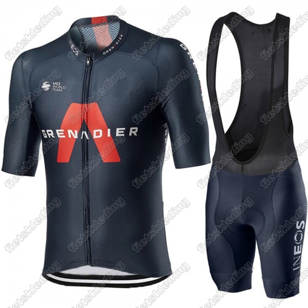 INEOS Grenadier 2021 Wielerkleding Set Fietsshirts Korte Mouw+Korte Wielerbroek Bib 2021112