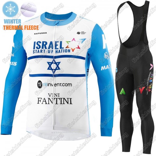 Winter Thermal Fleece Israel Start-Up Nation 2021 Wielerkleding Set Fietsshirts Lange Mouw+Lange Fietsrbroek Bib 2021492