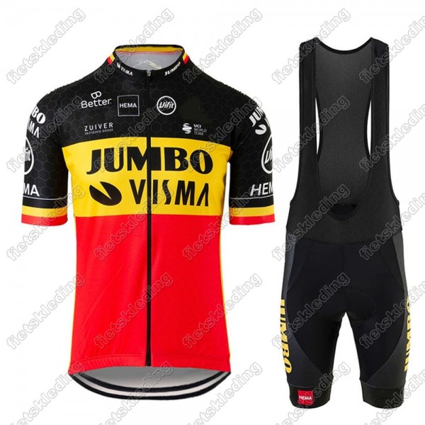 Jumbo Visma 2021 Beligum Wielerkleding Set Fietsshirts Korte Mouw+Korte Wielerbroek Bib 2021187