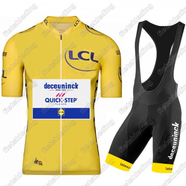 Deceuninck quick step 2021 Tour De France Wielerkleding Set Fietsshirts Korte Mouw+Korte Wielerbroek Bib 2021053