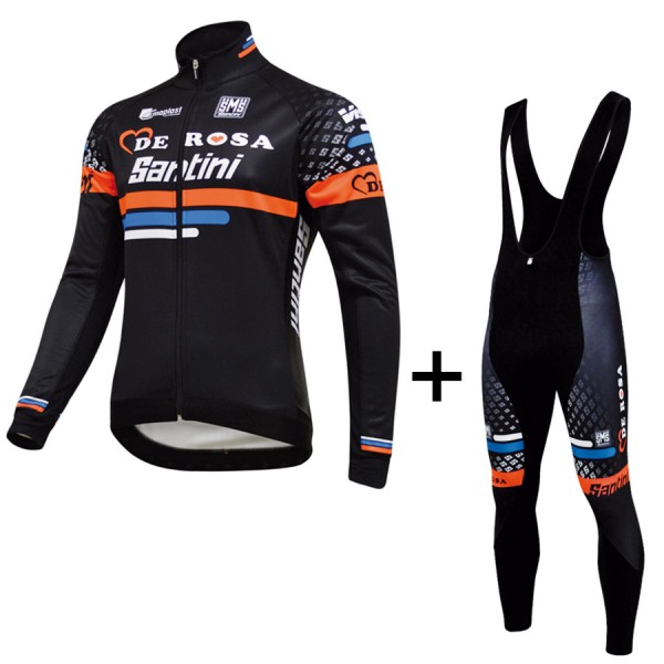 2015 De Rosa Santini Fietskleding set Fietsshirt Lange Mouwen+lange fietsbroeken Bib 2130