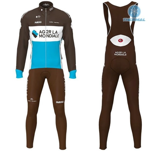 2019 AG2R Thermo Wielerkleding Set Wielershirts lange mouw+fietsbroek lang met RJSR547