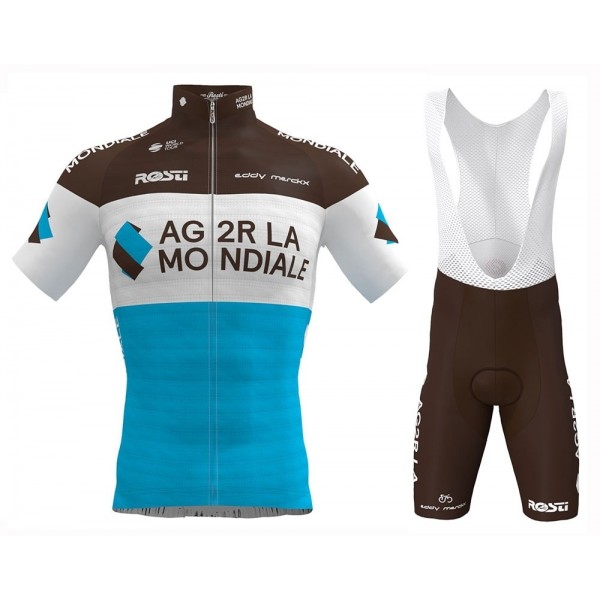 2019 Ag2r La Mondiale Profteams Fietskleding Set Fietsshirt Korte Mouw+Korte fietsbroeken TKMU448