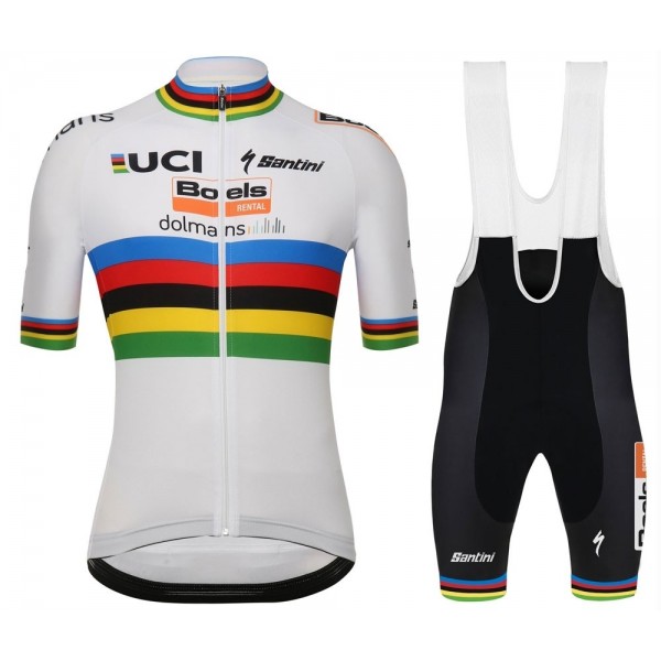 2019 Boels Dolmans World Champion Fietskleding Set Fietsshirt Korte Mouw+Korte fietsbroeken ROBN347