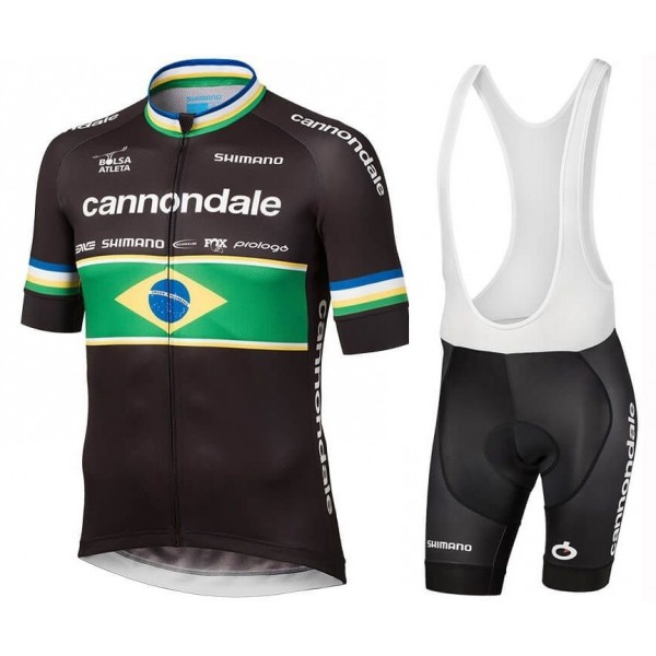 2019 Cannondale Fabrik Racing Brazil Champion Fietskleding Set Fietsshirt Korte Mouw+Korte fietsbroeken IHXU777