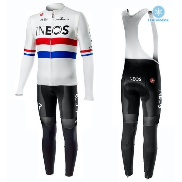 2019 Profteams INEOS UK Champion Thermo Wielerkleding Set Wielershirts lange mouw+fietsbroek lang met VWFK357