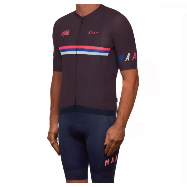 2019 MAAP Nationals Mulberry Fietskleding Set Fietsshirt Korte Mouw+Korte fietsbroeken JPOM294