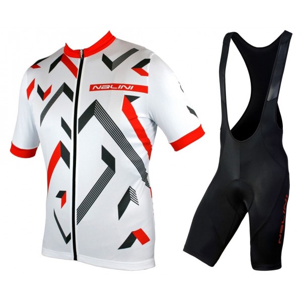 2019 Nalini Descesa 20 wit-rood Fietskleding Set Fietsshirt Korte Mouw+Korte fietsbroeken MAJM657