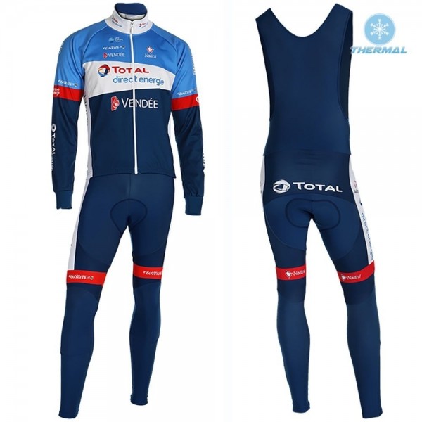 2019 Total blauw Thermo Wielerkleding Set Wielershirts lange mouw+fietsbroek lang met BFHO594