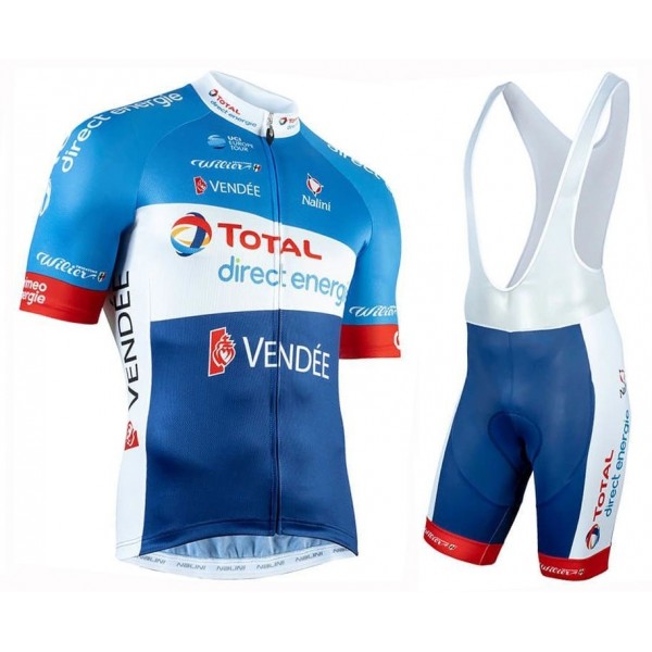 2019 Total Direct Energie Fietskleding Set Fietsshirt Korte Mouw+Korte fietsbroeken PAWA228