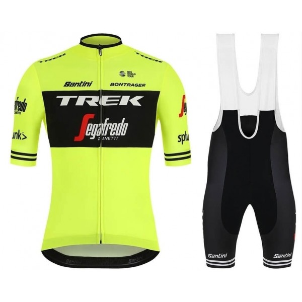 2019 Trek-Segafredo Fabrik Profteams geel Fietskleding Set Fietsshirt Korte Mouw+Korte fietsbroeken NQWF797