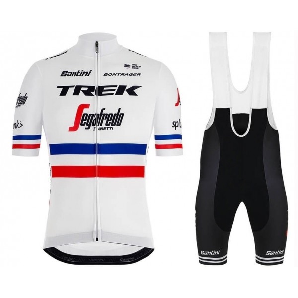 2019 Trek-Segafredo France Champion Fietskleding Set Fietsshirt Korte Mouw+Korte fietsbroeken OKNA202