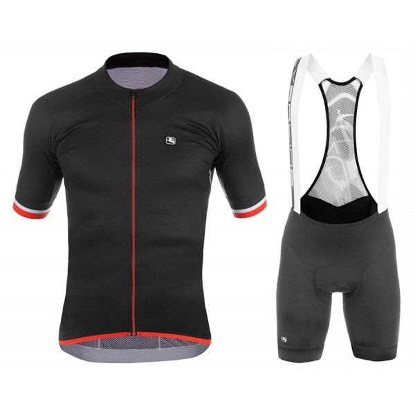 Giordana 2017 Team Silber Line zwart-Rood FIetskleding Set Wielershirt Korte Mouw+Korte Fietsbroeken Bib 849MERCV 2017082264