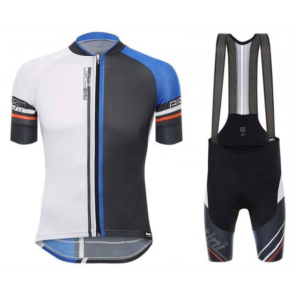 Santini Profteams 2017 Airform 20 zwart-blauw FIetskleding Set Wielershirt Korte Mouw+Korte Fietsbroeken Bib 783TZQDL 2017082329