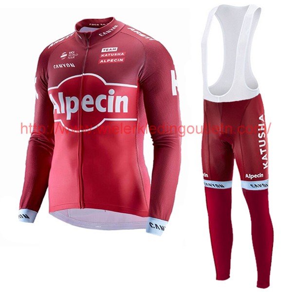 2017 KATUSHA Alpecin Fietskleding Fietsshirt lange mouw+Lange fietsbroeken Bib 201717497