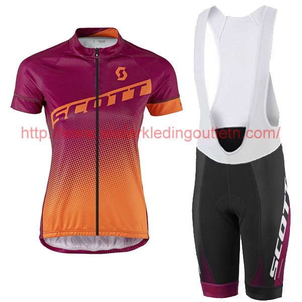 2017 Scott Femmes orange violett Fietskleding Fietsshirt Korte+Korte Fietsbroeken Bib 201717568