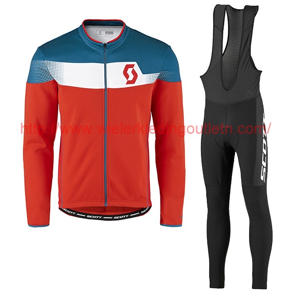 2017 Scott Rc blauw rood Fietskleding Fietsshirt lange mouw+Lange fietsbroeken Bib 201717595