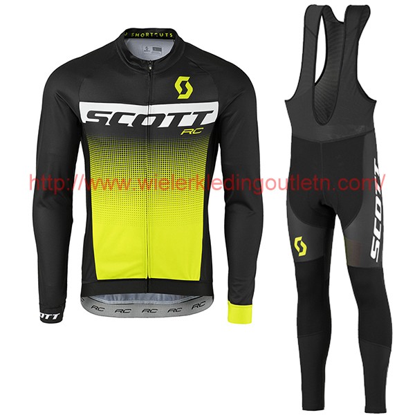 2017 Scott Rc zwart wit geel Fietskleding Fietsshirt lange mouw+Lange fietsbroeken Bib 201717598