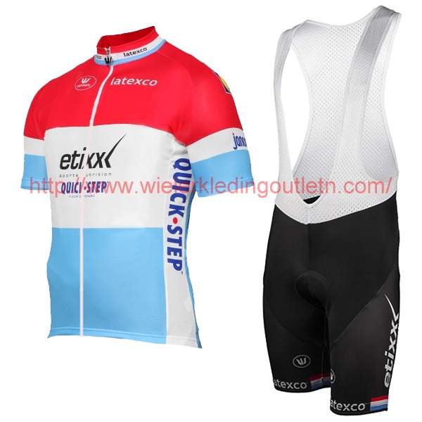 ETIXX-QUICK STEP 2017 Luxembourgian Champion rood wit blauw Fietskleding Fietsshirt Korte+Korte Fietsbroeken Bib 201717561