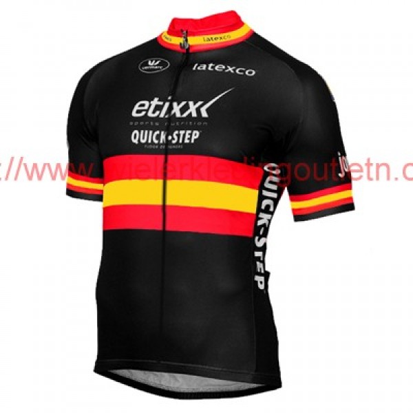 ETIXX-QUICK STEP 2017 zwart rood geel Fietsshirt Korte Mouw Goedkoop 201717564