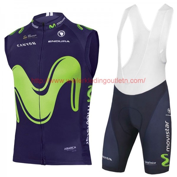 2017 Movistar Team Fietskleding Fietsshirt Zonder Mouwen+Korte Fietsbroeken Bib 20177005