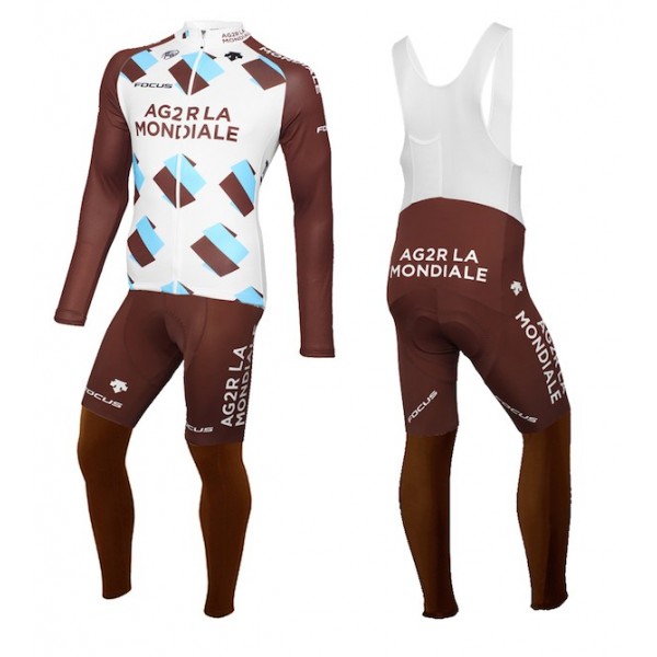 2015 Team Ag2r Set Wielerkleding Wielershirt lange mouw+Lange fietsbroeken Bib 213507