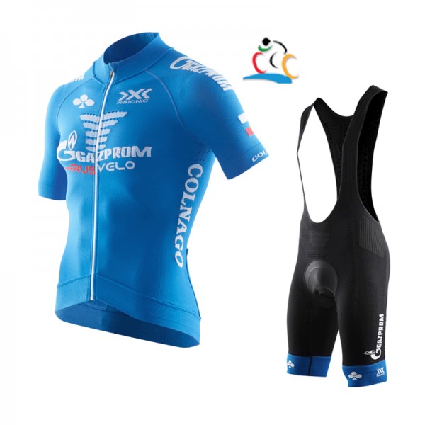 2017 Gazprom-Rusvelo Wielerkleding Wielershirt Korte Mouw+Korte Fietsbroeken Bib 17041823