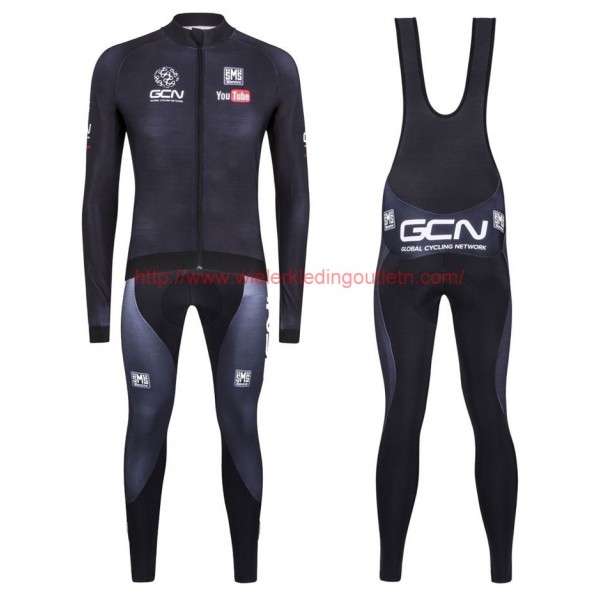 2016 GCN Sleek H20 zwart Set Wielerkleding Wielershirt lange mouw+Lange fietsbroeken Bib 213615