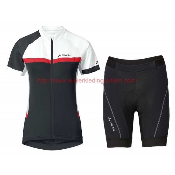 2017 Vaude II Dames Wit-Rood-Zwart Wielerkleding Wielershirt Korte Mouw+Korte Fietsbroeken 20176975