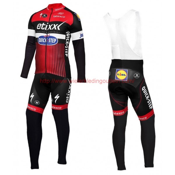 2016 Etixx-Quick Step TDF rood Set Wielerkleding Wielershirt lange mouw+Lange fietsbroeken Bib 213612