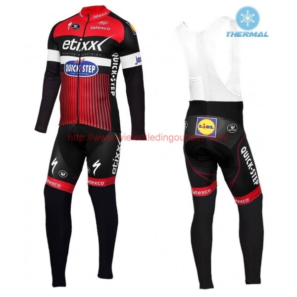 2016 Etixx-Quick Step TDF rood Winter Set Wielerkleding Wielershirt lange mouw+Lange fietsbroeken Bib 213613