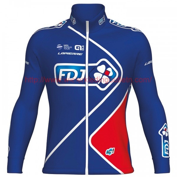 2017 FDJ Blauw Wielerkleding Wielershirt lange mouw 17041836