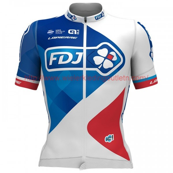 2017 FDJ Wit Wielerkleding Wielershirt Korte Mouw 17041840