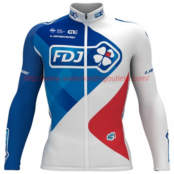 2017 FDJ Wit Wielerkleding Wielershirt lange mouw 17041843