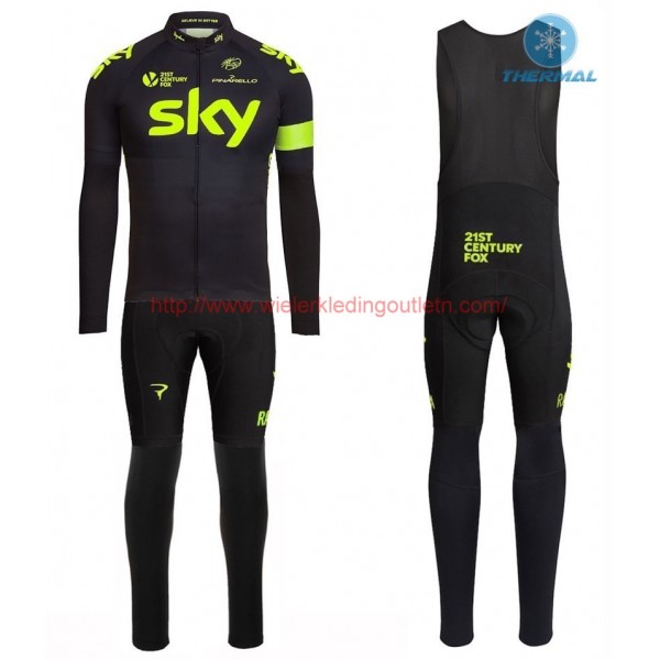 2016 Sky Team Fluo Winter Set Wielerkleding Wielershirt lange mouw+Lange fietsbroeken Bib 213705