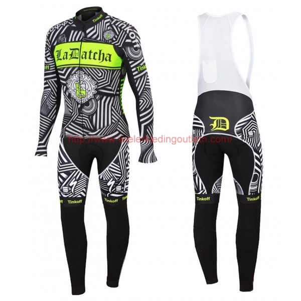 2016 Tinkoff Training zwart Set Wielerkleding Wielershirt lange mouw+Lange fietsbroeken Bib 213748