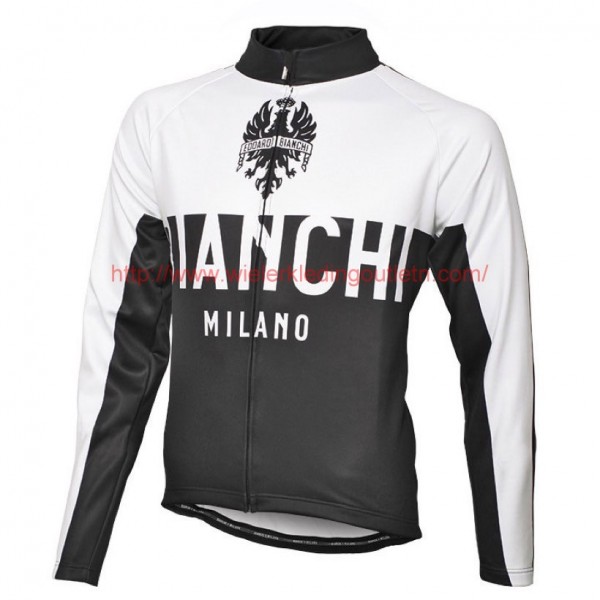 2016 Bianchi Milano Nalon wit-zwart Wielerkleding Wielershirt lange mouw 213522