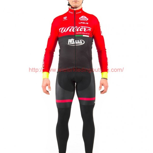 2017 Wilier Pro Team rood-zwart Fietskleding Fietsshirt lange mouw+Lange fietsbroeken 213761