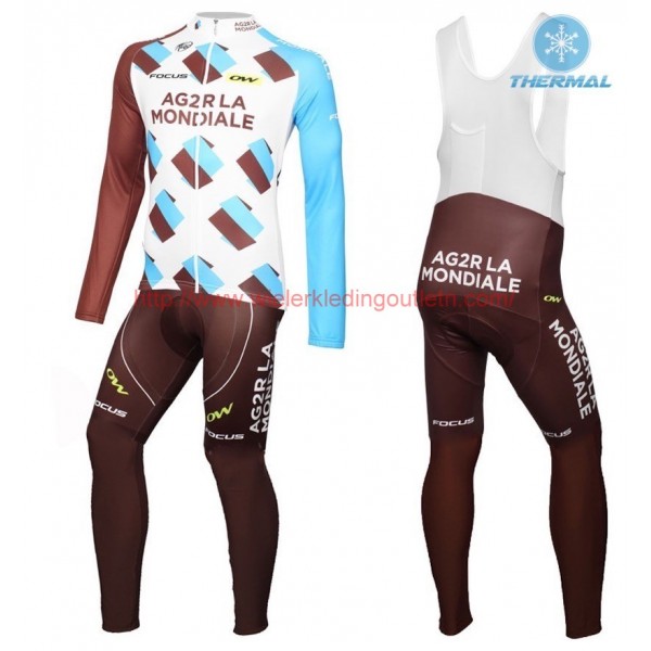 2016 Team Ag2r Winter Set Wielerkleding Wielershirt lange mouw+Lange fietsbroeken Bib 213579