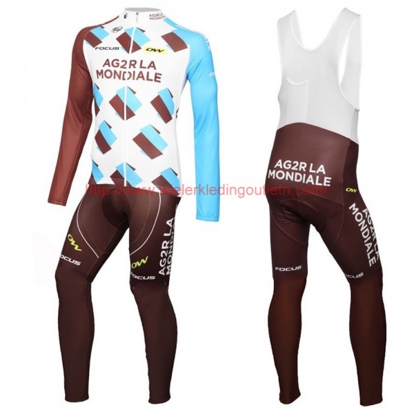 2016 Team Ag2r Set Wielerkleding Wielershirt lange mouw+Lange fietsbroeken Bib 213578