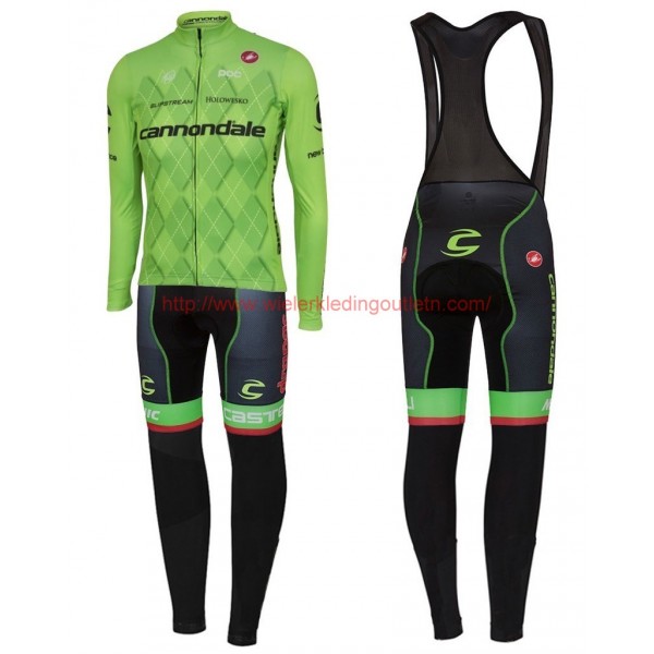 2016 Cannondale Team groen Pro Set Wielerkleding Wielershirt lange mouw+Lange fietsbroeken Bib 213549