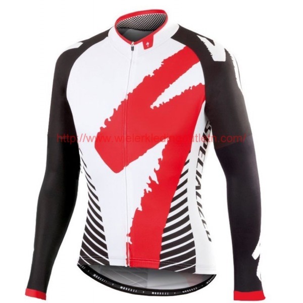 2016 Specialized Team LS wit-rood Wielerkleding Wielershirt lange mouw 213707