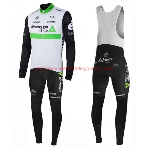 2016 Team Dimension Date wit Set Wielerkleding Wielershirt lange mouw+Lange fietsbroeken Bib 213586